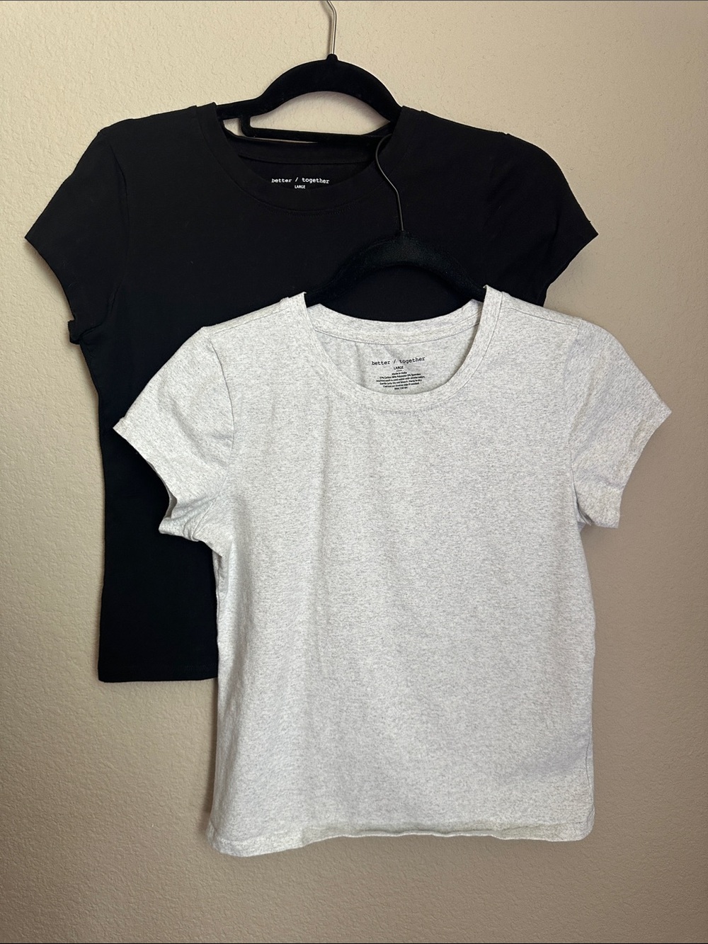 better together Womens Classic Crewneck Tee - Black & Light Gray (2-Pack)
